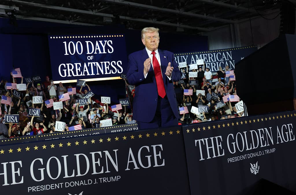 President Trump Delivers Speech In Michigan To Mark 100 Days Of His Presidency