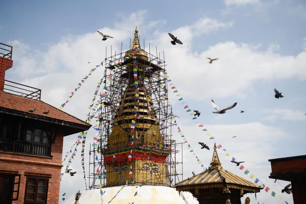 View of the Swayambhunath stupa in the west of Kathmandu